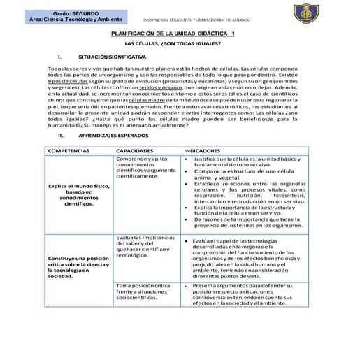 I UNIDAD DE CIENCIA,TECNOLOGIA Y AMBIENTE 2018 2º DE SECUNDARIA
