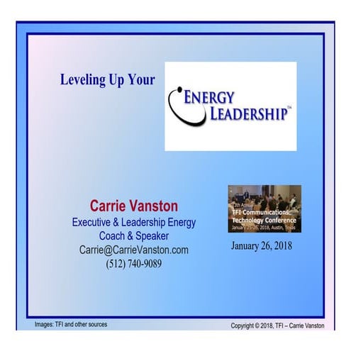 Leveling Up Your Energy Leadership by Carrie Vanston, The Energy Transformer