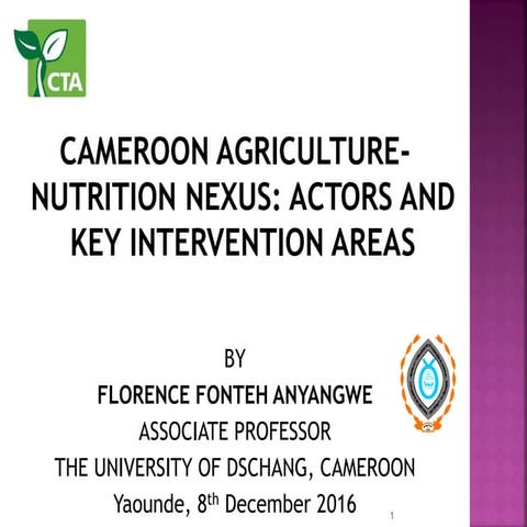 Cameroon agriculture-nutrition nexus: actors and key intervention areas 
