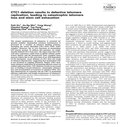 CTC1 deletion results in defective telomere replication, leading to catastrophic telomere loss and stem cell exhaustion