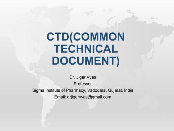 Regulatory dossier preparation and submission as per CTD format | PPT