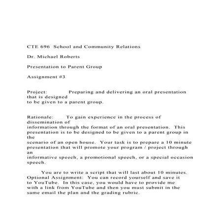 CTE 696  School and Community RelationsDr. Michael Rober.docx