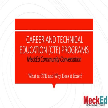CAREER AND TECHNICAL EDUCATION (CTE) PROGRAMS