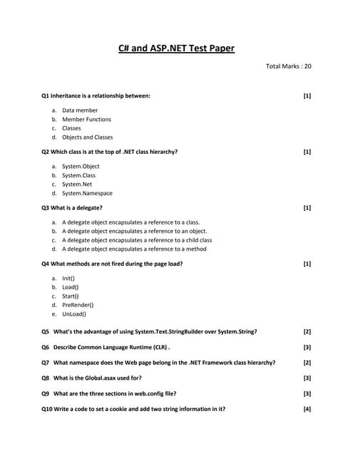C # test paper