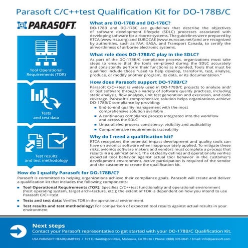 C/C++test Qualification Kit for DO-178B/C Compliance