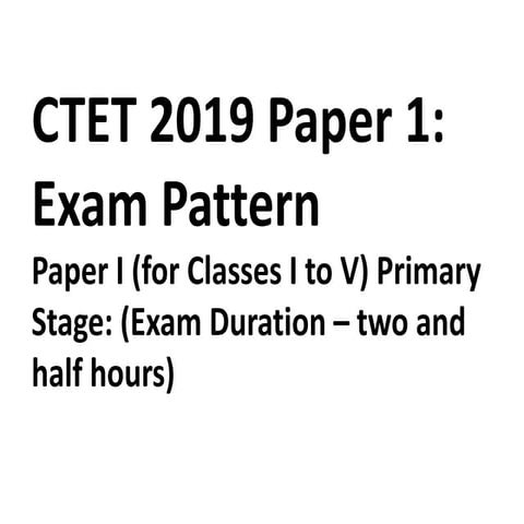 Ctet 2019 paper 1