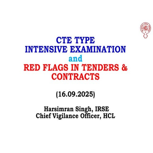 CTE Type Inspection and Red Flags in Tenders and Contracts for GSI ...