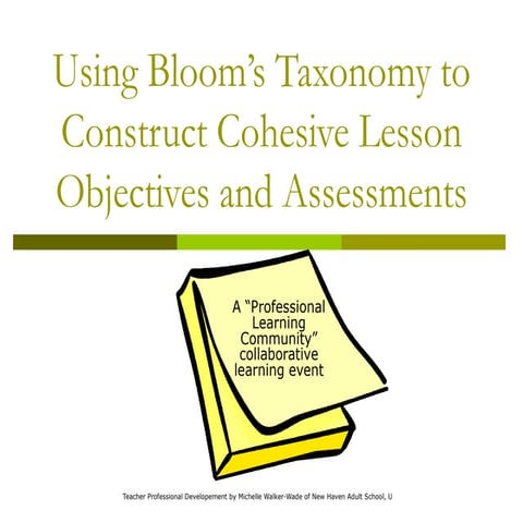 Using bloom's taxonomy to construct cohesive lesson objectives and assessments