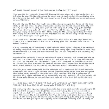 Có thật trung quốc e sợ sức mạnh quân sự việt nam