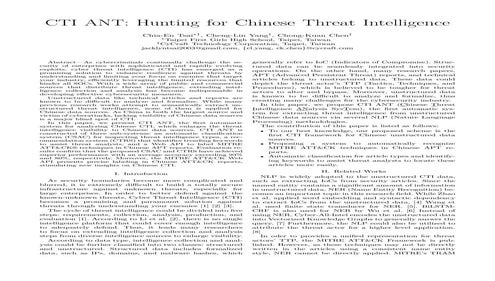 CTI ANT: Hunting for Chinese Threat Intelligence