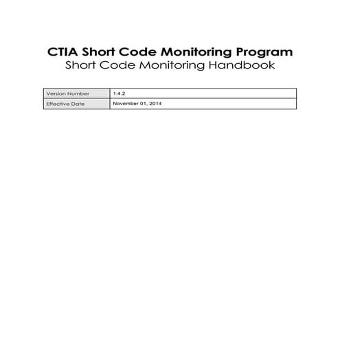 Ctia Short Code Compliance Handbook v1.4.2