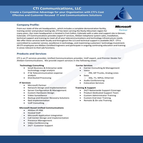CTI Communications Company Profile