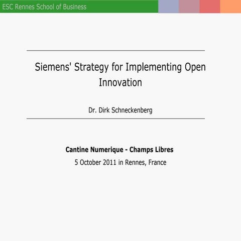 Open Innovation and Knowledge Networking @ Siemens | PDF