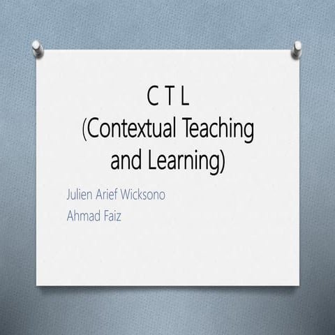 Contextual Teaching and Learning