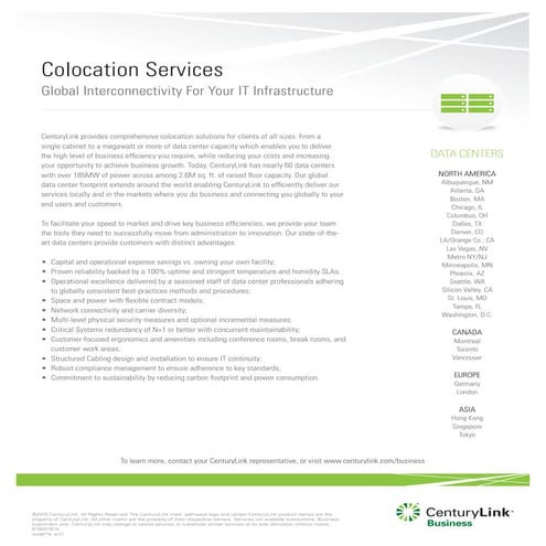 CenturyLInk Colocation Services