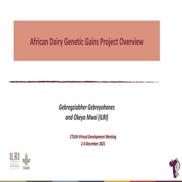 African Dairy Genetic Gains Project Overview | PPTX
