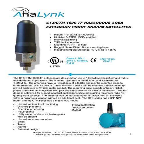Hazardous Area Antenna - Iridium Satellite Communication