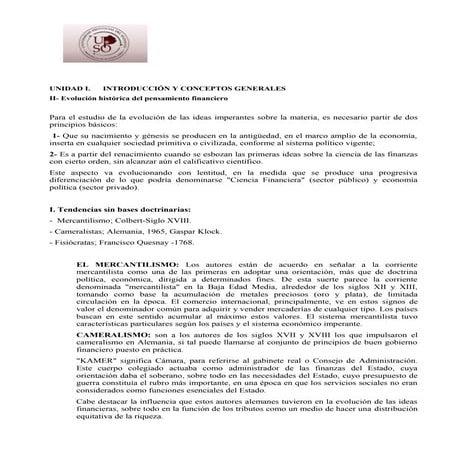 Evolución del pensamiento financiero