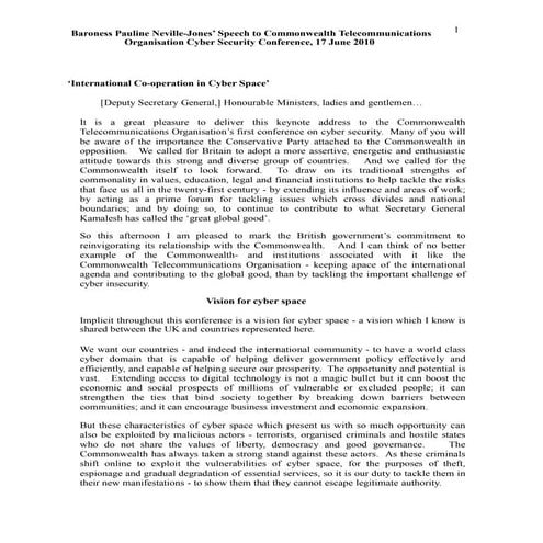 CTO Cyber Security Conference Key Note Address by UK Security Minister