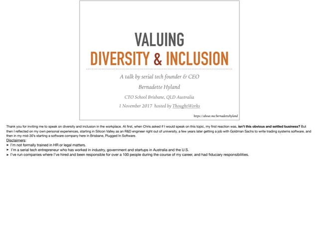 Diversity & Inclusion in the Workplace - CTO School Brisbane AU