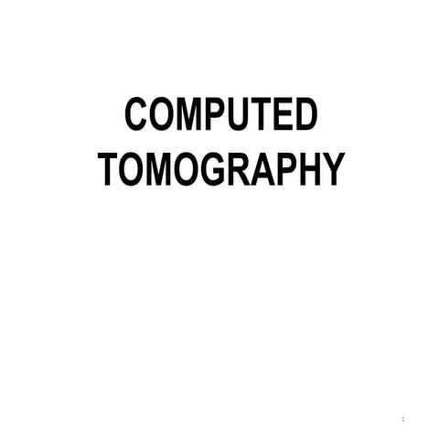 Basic Computed Tomography for Medical Imaging