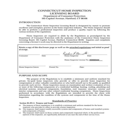 CT State Regulations for Home Inspectors
