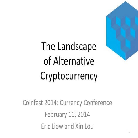 Crypto Think Tank Presentation on Alternative Cryptocurrency Feb 16, 2014 at ...