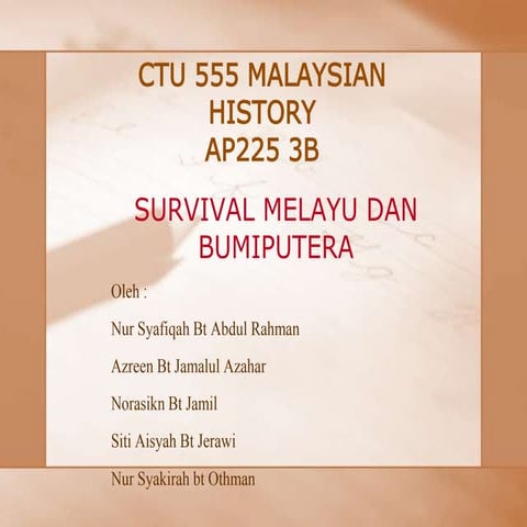 survival melayu dan bumiputera