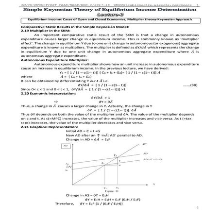 Multiplier Theory-Keynesian Approach-Lecture-3