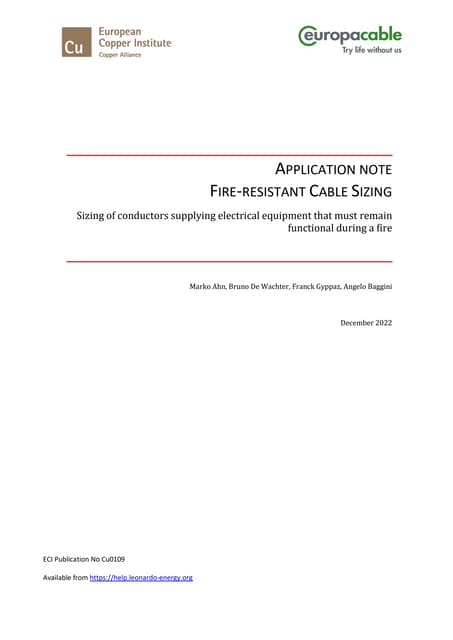 Fire-Resistant Cable Sizing of conductors supplying electrical equipment that...