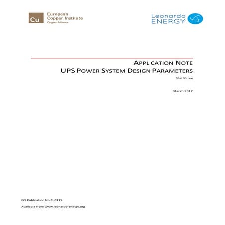 UPS power system design parameters  