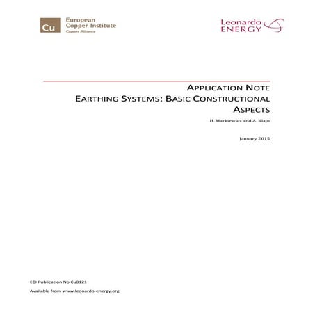 Earthing systems - Basic constructional aspects