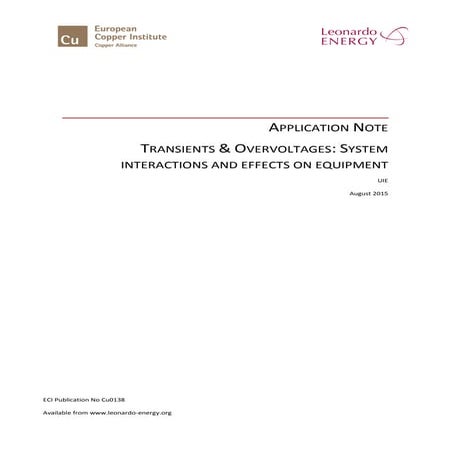 Transient overvoltages and currents: system interaction and effects on equipment