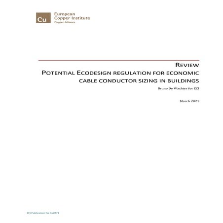 Review: Potential Ecodesign regulation for economic cable conductor sizing in buildings