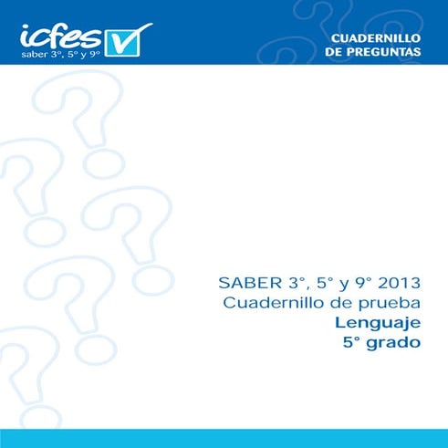 Cuadernillo prueba saber 5° lenguaje 2013