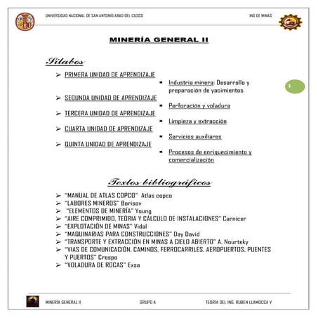 Cuaderno de mine 2 primera parcial UNSAAC