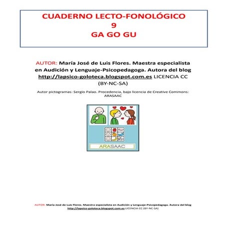 Cuaderno lecto fonológico ga go gu