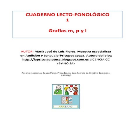 Cuaderno lecto fonológico letra m, p y l 