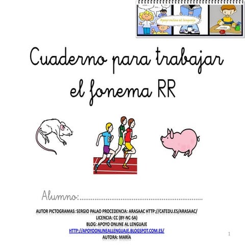 Cuaderno para trabajar el fonema rr
