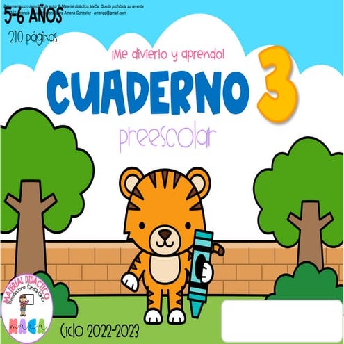 CUADERNO PREESCOLAR TERCER NIVEL PARA NIÑOS DE ENTRE 3 A 5 AÑOS | PDF