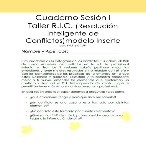 TAller REsolución Inteligente Conflictos en FPB y Ciclos Formativos