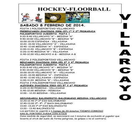 Deporte Escolar. Cuadrante floorball (Villarcayo)