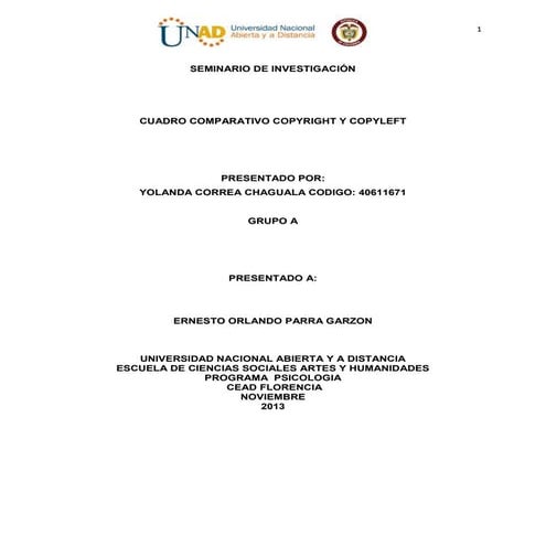 Cuadro comparativo copyright y copyleft