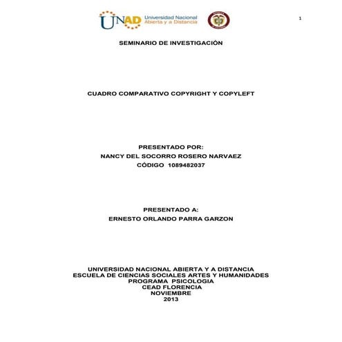 Cuadro comparativo copyright y copyleft