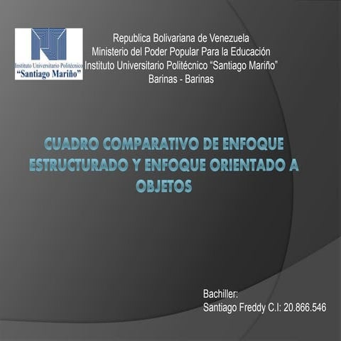 Cuadro comparativo de enfoque estructurado y enfoque orientado