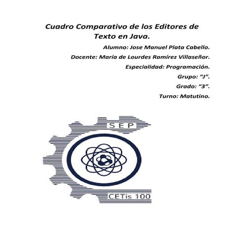 Cuadro comparativo de los editores de texto en java | PDF