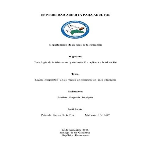 Cuadro comparativo de los medios de comunicacion en la educacion