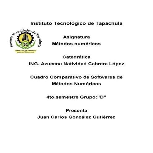 Cuadro comparativo de softwares de de metodos numericos