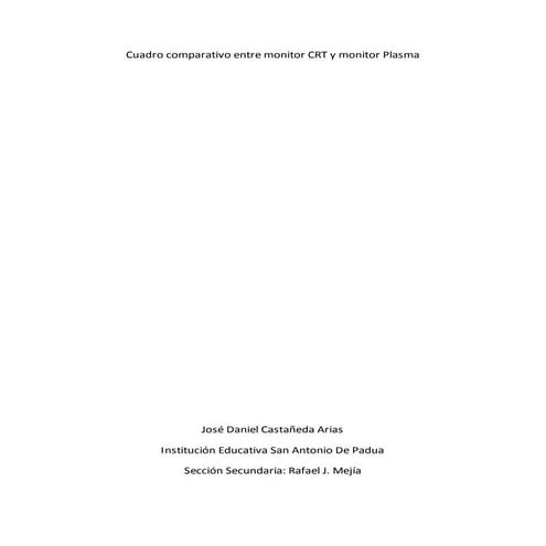 Cuadro comparativo entre monitor crt y monitor plasma