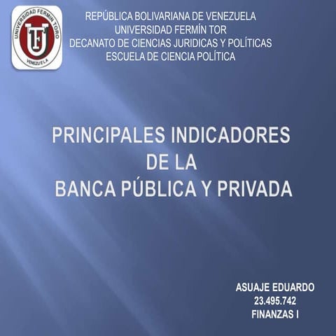 Cuadro comparativo principales indicadores de la banca